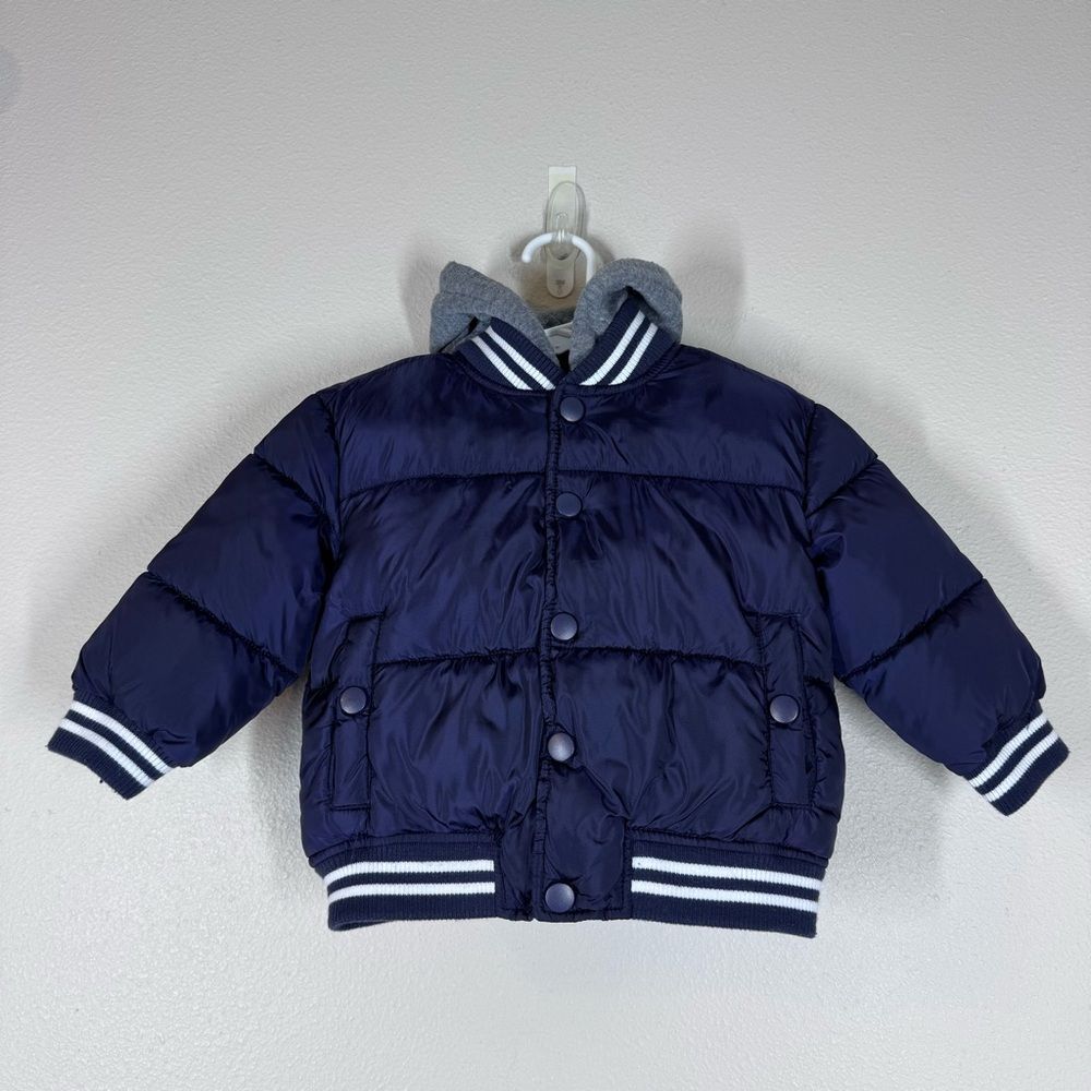 Rothschild Kids Varsity Bomber Jacket Blue Quilted Puffer Sherpa Lined 12 Months